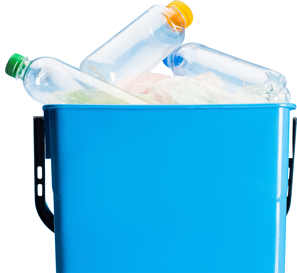 Bottiglie di plastica spazzatura nel cestino